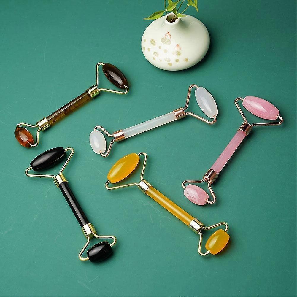 2pcs Jade Facial Massage Roller Guasha Board Gua Sha Scraper Set Face Lifting Up Roller Stone Body Muscle Relaxing and Relieve Massager Beauty Skin Ca