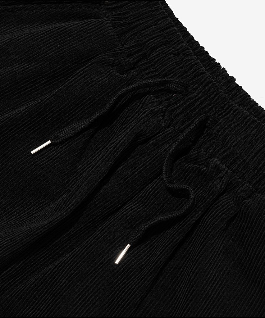 OTHERFITS Вельветовые Широкие Штаны со Шнурком и Трещинами (черный)