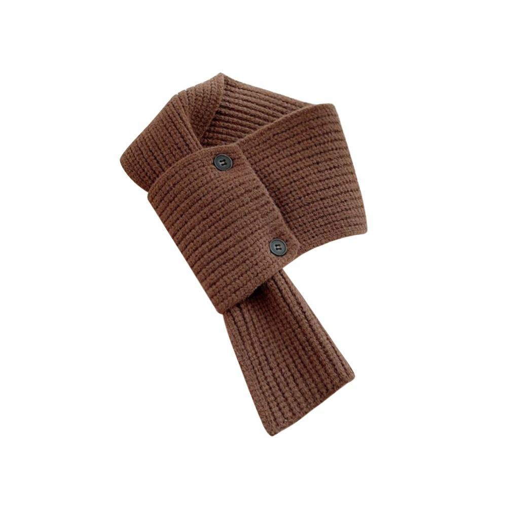 Шерстяной вязаный шарф однотонный короткий шейный платок зимний теплый женский шарф