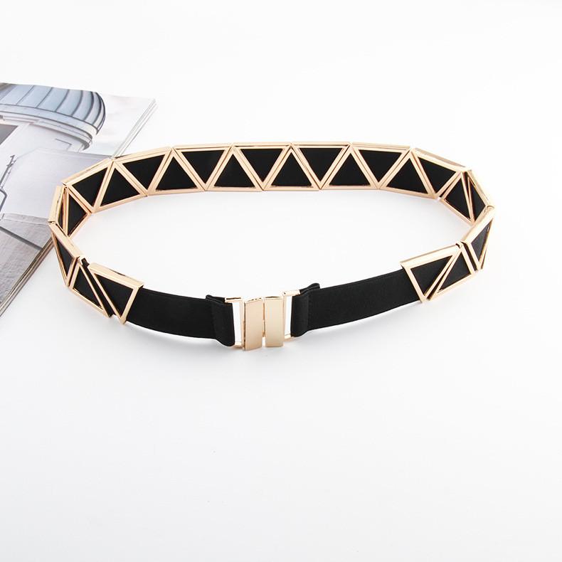 Fashion Metal Triangle Splicing Design Women Slim Waist Belt For Long Dress And Special Occasions