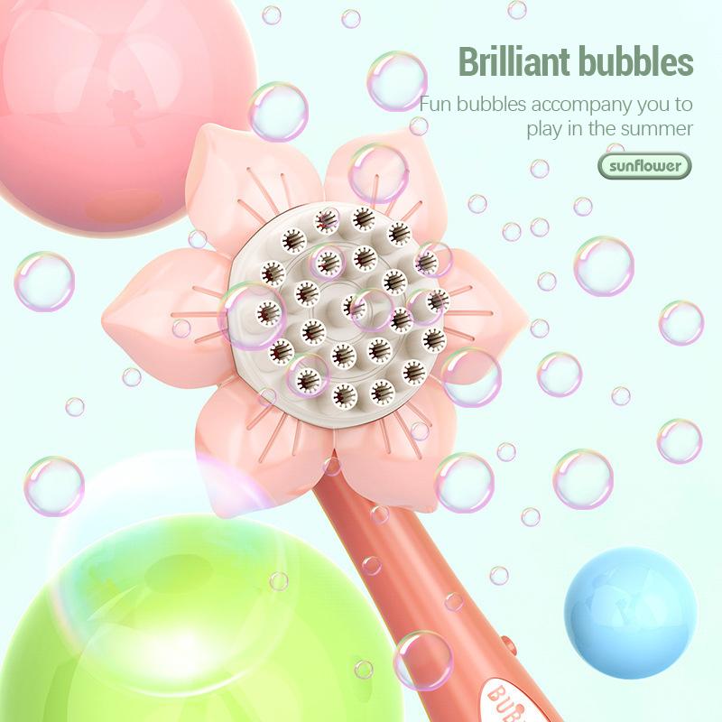 23 Hole Bubble Machine Sunflower Bubble Gun Stick Electric Bubble Blower Outdoor Fun Toys Bubble Machine Toy for Children
