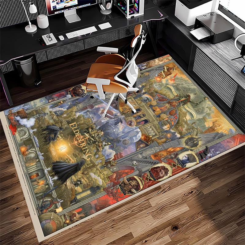 Game E-ELDEN R-RING Print Area Rug-Soft,Washable Non-Slip Indoor Mat Office Chairs,Living Room,Home Office Decorative Rug
