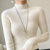 Женский осенне-зимний однотонный вязаный свитер с длинными рукавами, пуловер, полуводолазка, тонкий свитер с внутренней полоской