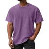 Men's Summer Retro Washed Round Neck Distressed Top Loose Short-sleeved T-shirt