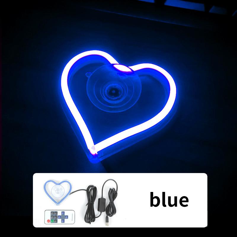 Car LED Window Lights Interior Decoration Lights Glowing Heart Atmosphere Lights USB Wiring Car Modification Neon Car Decoration