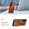 For Samsung Galaxy S25+ Case with Card Holder Leather + PC + TPU Crocodile Textured Back Cover