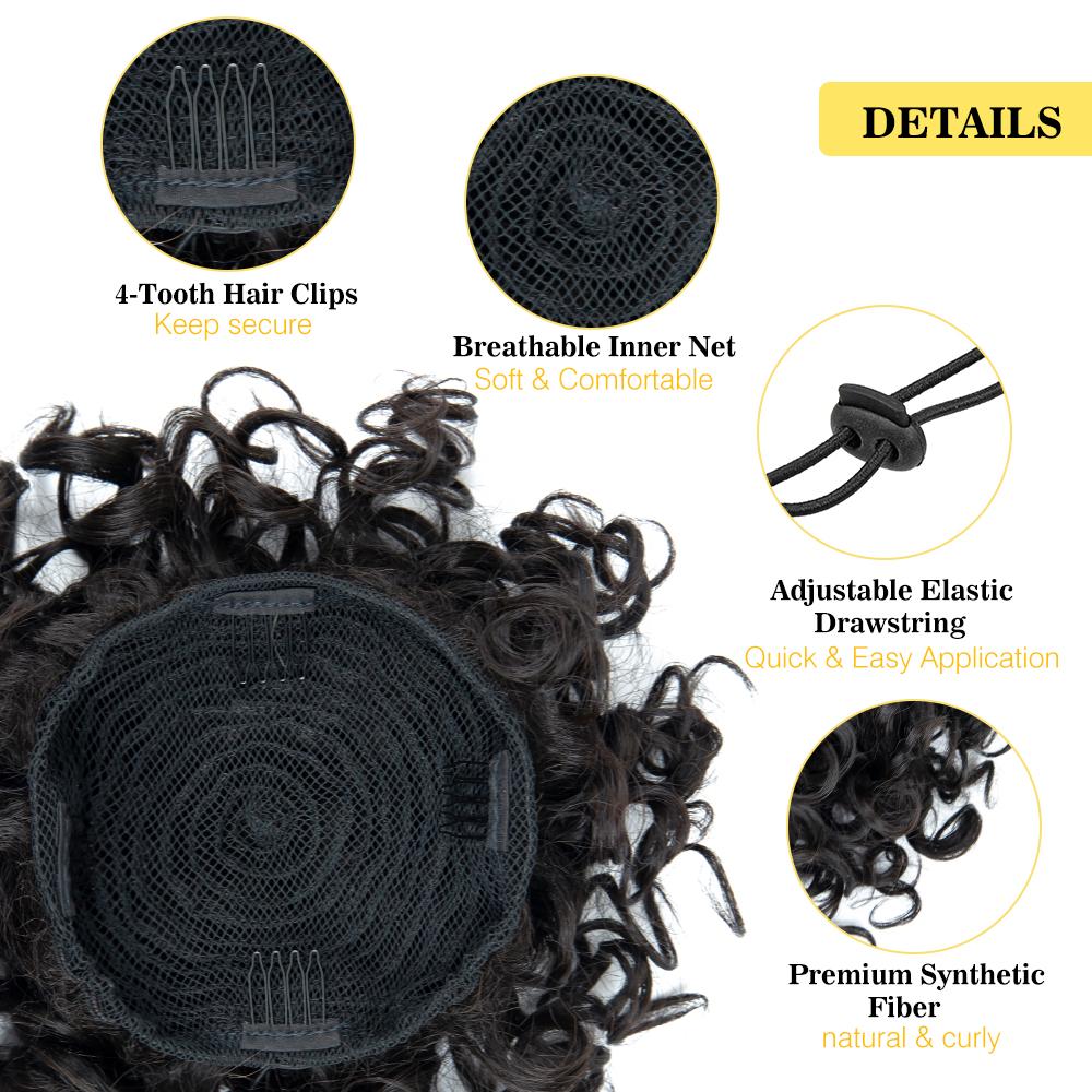 Большие вьющиеся булочки для волос, эластичный шнурок, вьющиеся грязные булочки для наращивания волос, короткие синтетические хвостики для наращивания для женщин