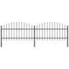 Spear Tipped Steel Garden Fence 359 x 125 cm Black
