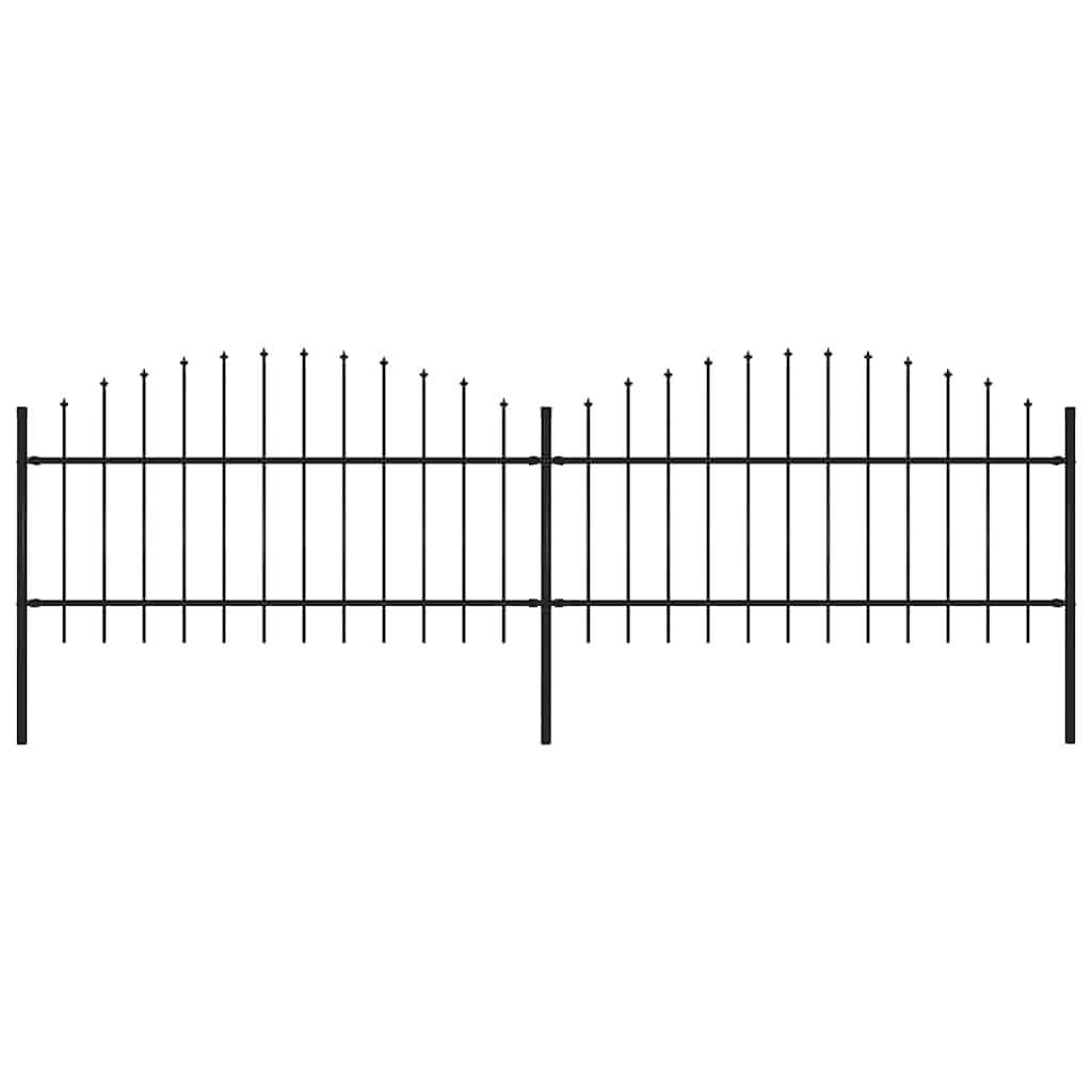 Spear Tipped Steel Garden Fence 359 x 125 cm Black