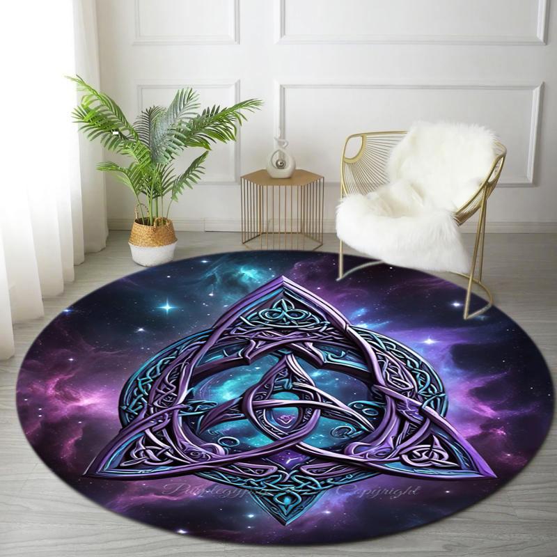 1Pc Viking theme Printed circular carpet, home door mat, outdoor travel protection carpet A12