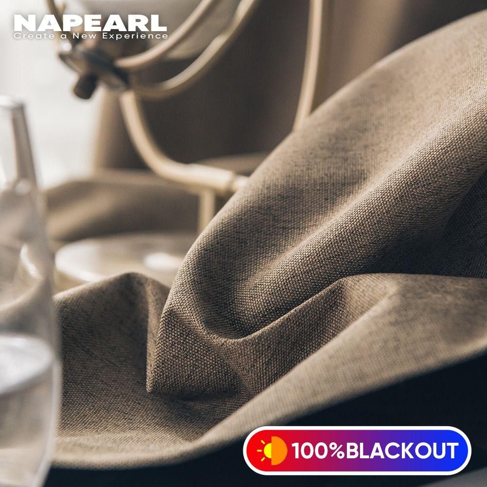 1 шт. NAPEARL 100% Блэкаут Льняная Штора Однотонная Современная Штора на Кольцах Для Спальни Гостиной Домашний Декор