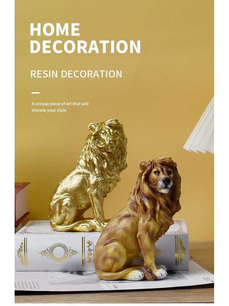Elegant Male Lion Resin Ornament for Office or Home Decor