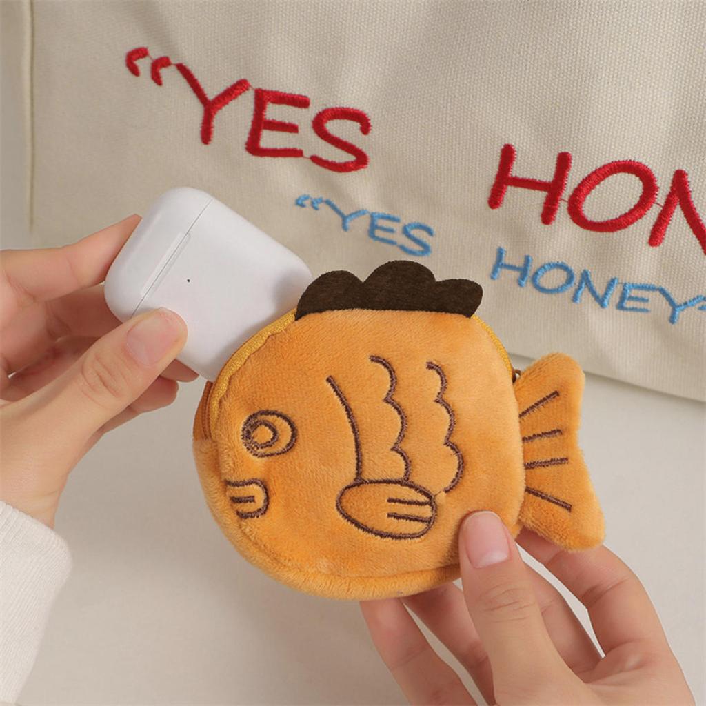 Милый плюшевый кошелек для монет в виде рыбы-щелкуна для женщин, кошелек для денег, карт, ключей, наушников, кошелек для мелочей, мешочек на молнии, клатч