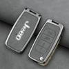 Zinc Alloy Leather 4 Buttons Car Folding Key Case Protector Cover Fob for Jeep Renegade Compass 2016 2019 2020 2021 Accessories