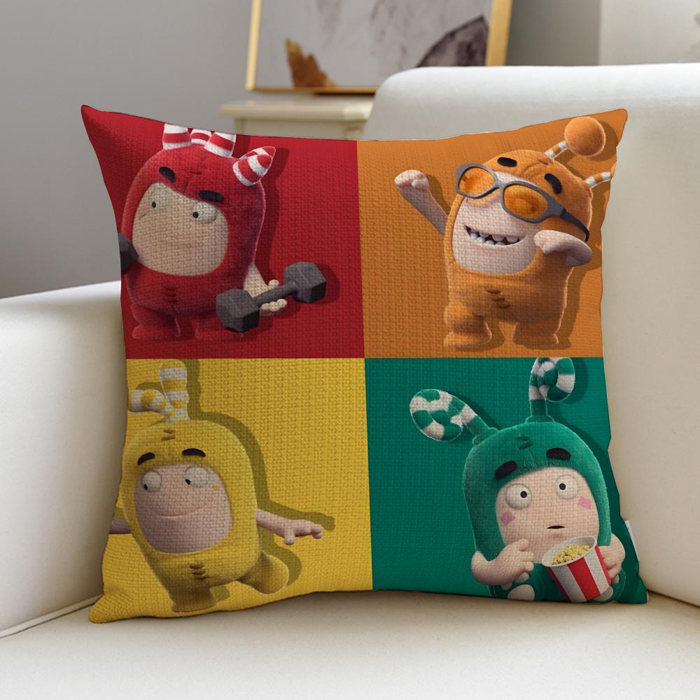 Fun CCartoon OddbodsS Cushion Cover Breathable and skinfriendly linen pillowcase square removable and washable cushion