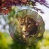10 Inch Metal Leopard Wind Spinner Outdoor Garden Decor Hanging Wind Chime for Patio Yard 360 Rotating Hook Vibrant