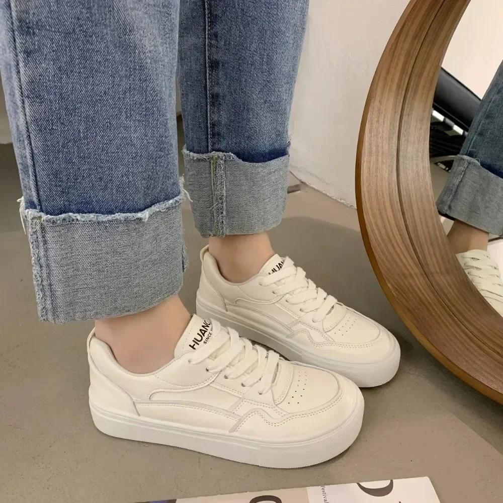 Little White Shoes Women Sneakers 2025 New Breathable Genuine Leather Women's Shoes Casual Sports Board Shoes Sneaker
