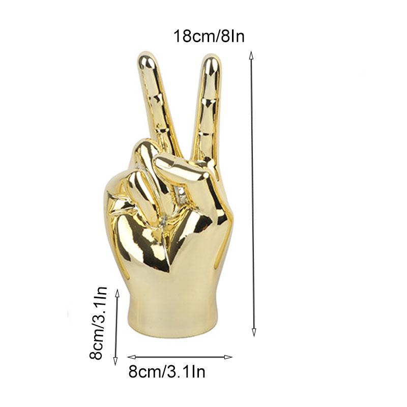 Resin Hand Finger Gesture Figurine Sculpture Decor Abstract Hand Love Gesture Statue Figurines Wedding Home Desktop Decor