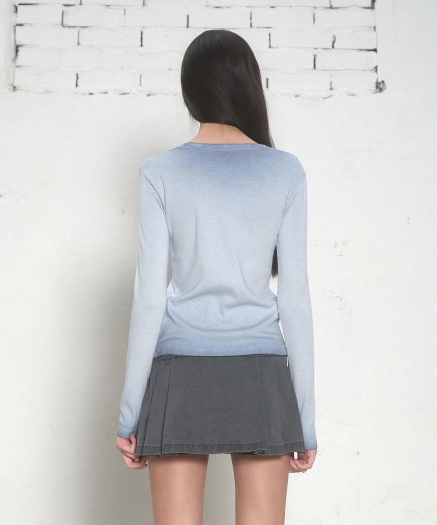 MUSINSA STANDARD WOMAN Women'S Dirty Dried Slim Crew Neck Long Sleeve T-Shirt [Dusty Blue]