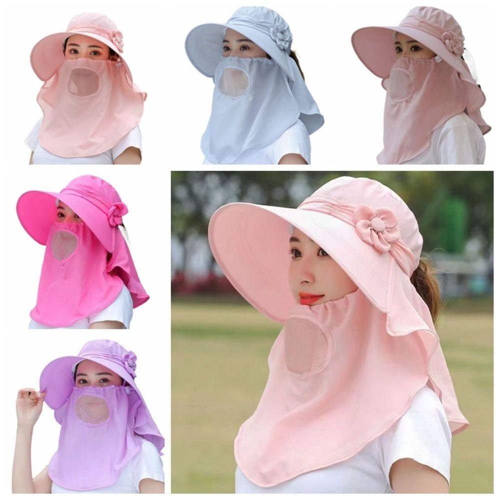 Защита шеи Женская шляпа от солнца Маска для лица Солнцезащитная шляпа-панама Дышащая шляпа для сбора чая Альпинизм