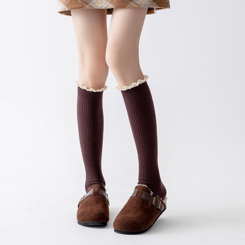 Женские осенне-зимние утолщенные теплые кружевные новогодние рождественские чулки