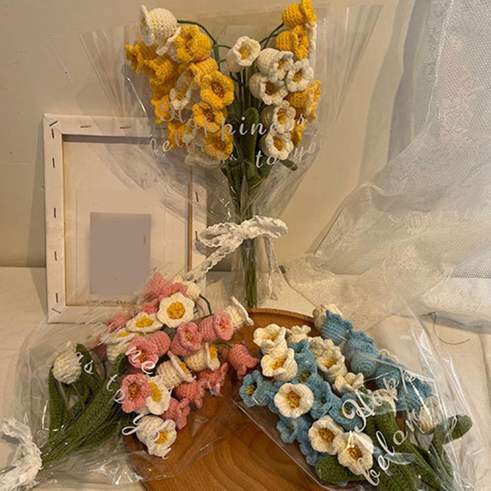 Artificial Flowers Diy Wool Crochet Handmade Lily Of The Valley Bouquet
