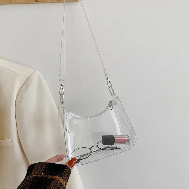 Прозрачная винтажная сумка через плечо для женщин, модная мини-сумка через плечо из ПВХ-желе, сумка через плечо