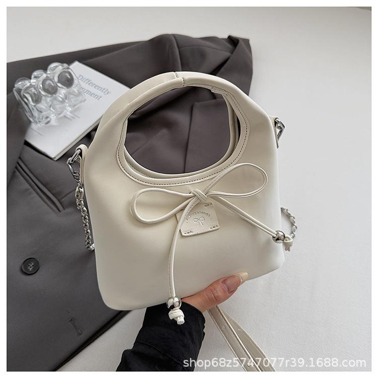 Gentle and Sweet Strap Bow Handbag 2025 Summer New Korean Light Luxury Niche Shoulder Messenger Bag