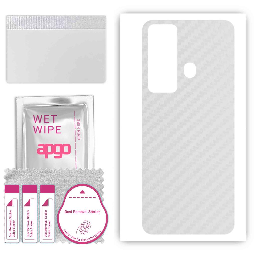 apgo Protective Skin Sticker for the Back Compatible with Tecno Pova Neo, Wrap Film, Foil, Vinyl - Pattern Transparent Carbon