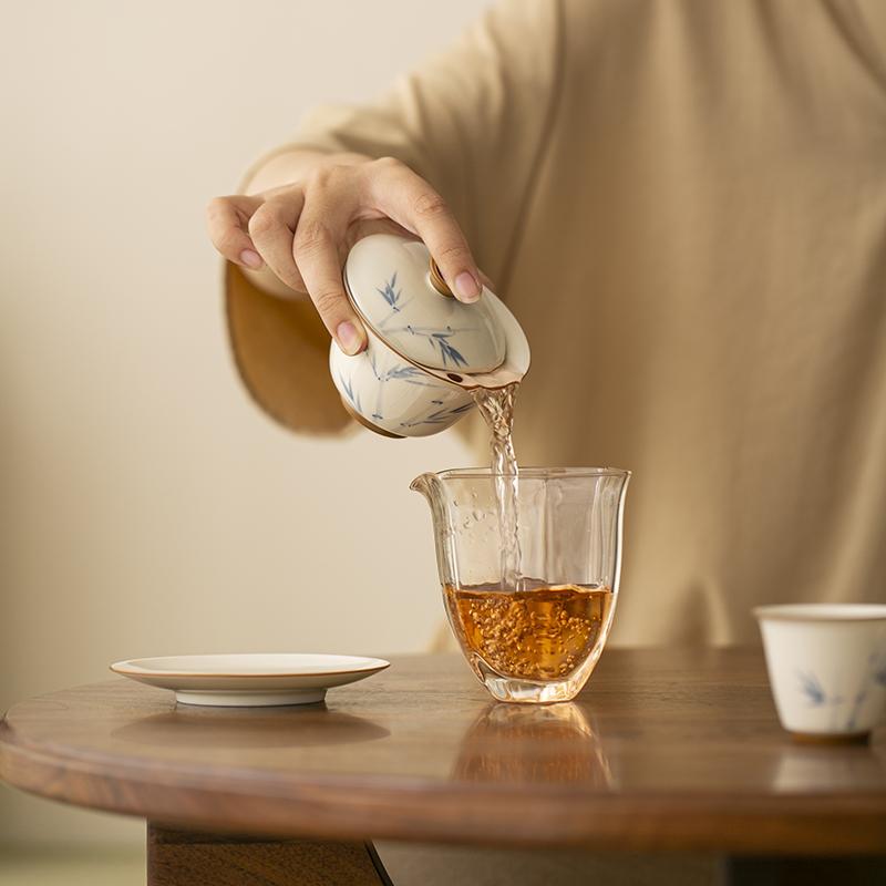 120 мл расписанная вручную миска с бамбуковой крышкой из хурмы, бытовая гайвань против ожогов, ручная работа, супница для приготовления чая, чашка для чая, чайные принадлежности