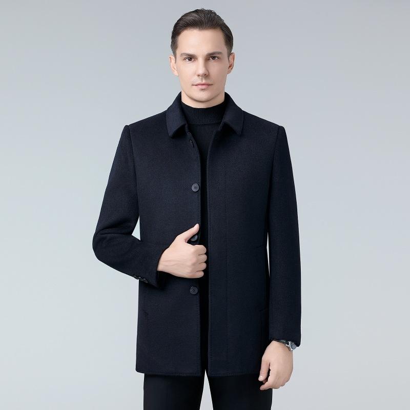 High-end Woolen Coat Men's Coat Top Lapel Jacket Spring and Autumn New Fashion Casual Woolen Jacket Men