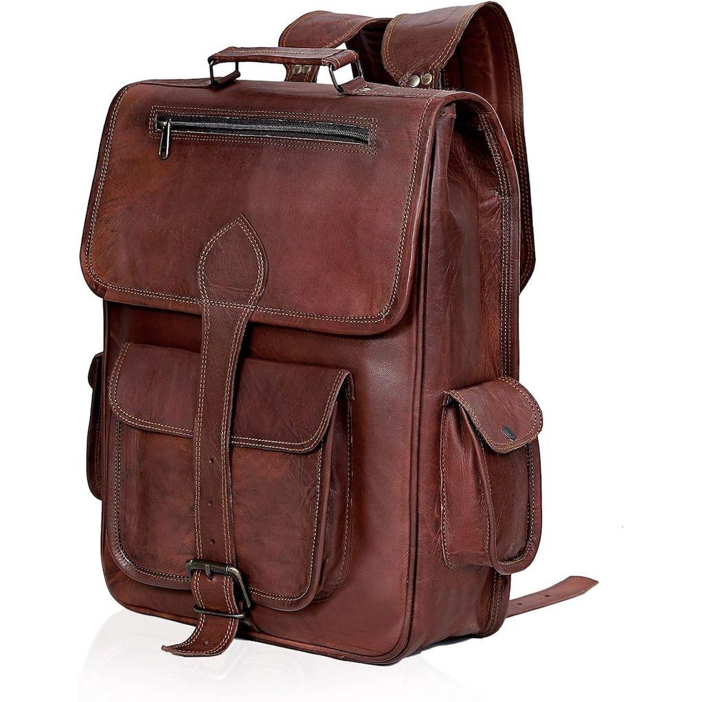 Vintage Brown Full Grain Leather Backpack Rucksack Women Laptop Bag, Traveling Office Backpack for Unisex Gifts