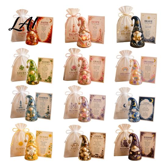 Gnome Ornament Emotional Support Figure with Card And Encouragement Gift for Her Gauze Bag Positive Energy Women Decor