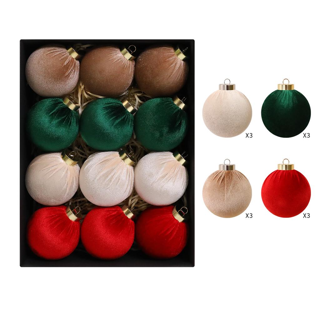 For Bestseller 8cm/15pcs Plastic Velvet-Covered Christmas Baubles Hanging Decorations