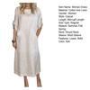 Fall Spring Women Dress Short Sleeve with Cufflink Round Neck Solid Color Loose Big Pocket Commute Daily Wear Midi Dress