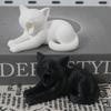 Xiaobudian 3D-печатное украшение-кошка, реалистичные фигурки с плюшевой текстурой, черно-белая милая исцеляющая скульптура, для декора стола, автомобиля, книжной полки