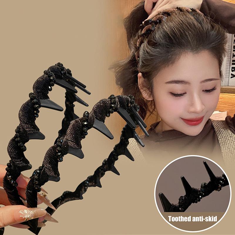 Винтажная бархатная резинка для волос с жемчужной волной для женщин и девочек, милая нескользящая зубчатая резинка для волос, аксессуары для волос