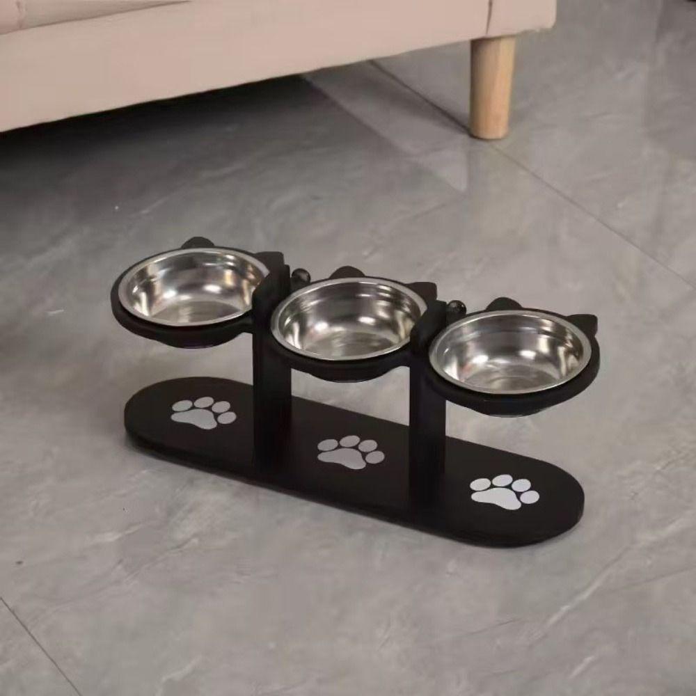 Деревянная стойка для корма для домашних животных, миска для воды из нержавеющей стали, симпатичная приподнятая миска для кошек и собак, лакомства для домашних животных