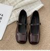 Fashion Temperament French Brown Thick Heel Small Leather Shoes Women's 2025 New Spring and Autumn with Skirt Shallow Mouth Mary Jane Single Shoes