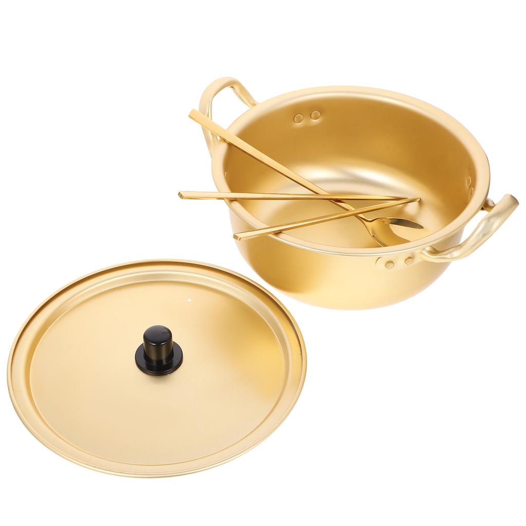 Кастрюля для лапши быстрого приготовления, сковорода для приготовления горячей лапши с двумя ручками, алюминиевая сковорода для корейского рамена