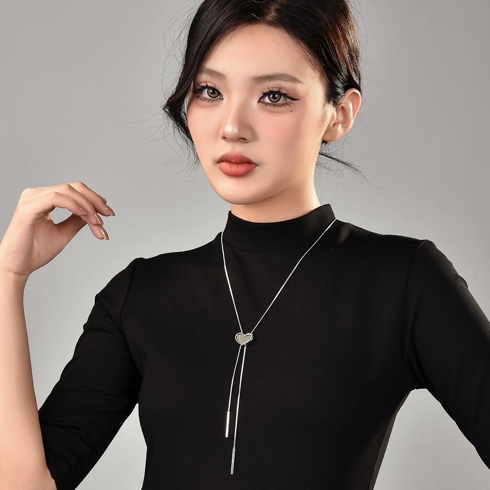 Heart Chic Tassel Necklace For Women Crafted From Exquisite Palladium Material