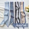 4pcs/set Series Silk Satin Scarf Women Cloth Hair Bands Headdress Accessories Lady Scarves Ribbon Neck Ties for Bag Handle