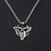 Stainless Steel Celtic Viking Triquetra Trinity Knot Crescent Moon Pendant Necklace