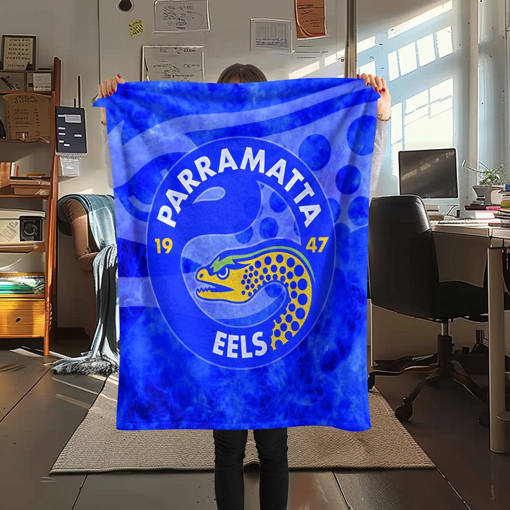 Parramatta Eels pattern Flannel Blanket, High quality Comfortable for All Seasons, Home Decor, Warmth and Comfort, Perfect for Gifts.