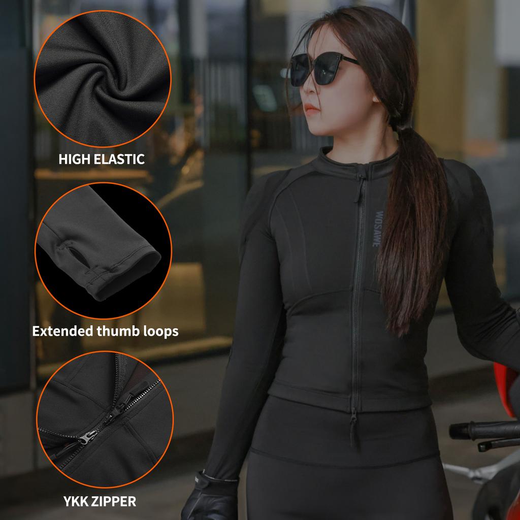 Wosawe Женская мотоциклетная одежда Облегающая Высокоэластичная Мотоциклетная Рубашка Брюки Защитный Костюм с Мягкой Защитой Всего Тела