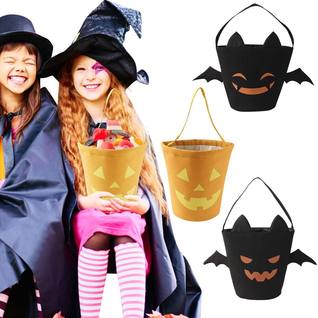 Сумки для конфет на Хэллоуин, детская сумка-ведро для конфет, льняные ведра с ручкой, подарочная корзина для вечеринки на Хэллоуин