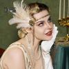 1920s Jewelry Set Headband Gloves Earrings Set Sparkling Earrings Headwear with Sequins Beads Role-Playing Accessories
