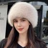 Winter Fluffy Imitation Fur Thickened for Keep Warmth Plush Bucket Hats Women Fashion Outdoor Skiing Ear Protection No Eaves Hat