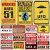 Warning Area 51 Vintage Metal Tin Sign UFO Activity Area Caution Danger Wall Plaque Retro Painting Sticker Home Decor 8x12 Inch