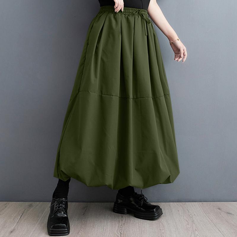 ZANZEA Женские повседневные плиссированные однотонные юбки Bud с эластичной талией